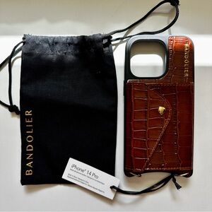 Bandolier Brown Croc Leather iPhone 14pro Case